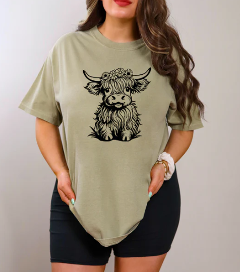 SHAGGY COW WITH FLOWERS