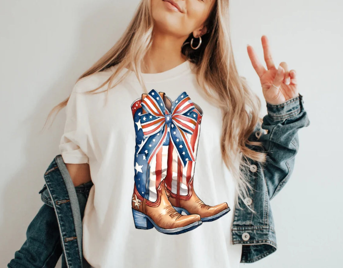 COWBOY BOOTS AMERICAN FLAG
