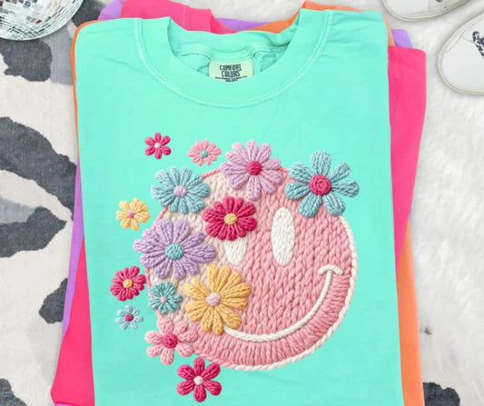 SMILEY FACE AND FLOWERS