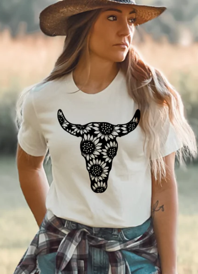 SKULL WITH SUNFLOWERS