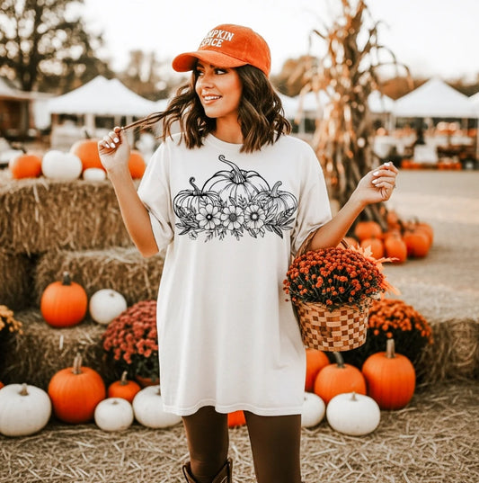 PUMPKINS AND FLOWERS